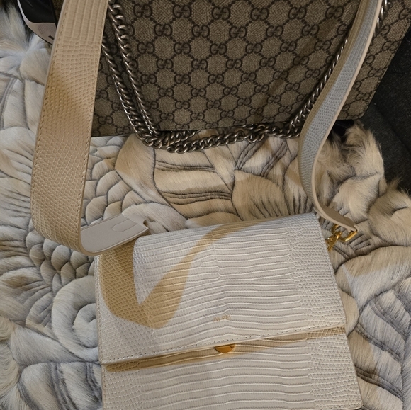 Handbags - JW PEI Cream Shoulder Bag with Textured Design and Gold Accents